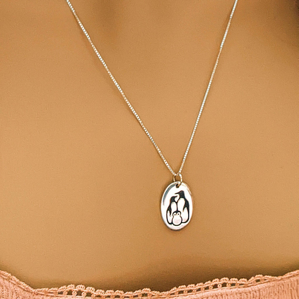 Penguin Family Pendant charm necklace, 22 inch