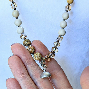Picture Jasper Semi-Precious Gemstone Necklace- 32 inch