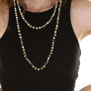 Picture Jasper Semi-Precious Gemstone Necklace with Pendants- 60 inch