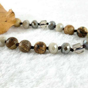 Picture Jasper Semi-Precious Gemstone Necklace with Pendants- 60 inch