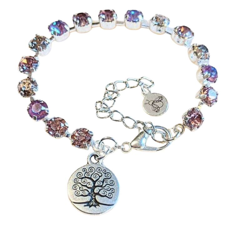 Pink Tree of Life Faceted Crystal Bracelet