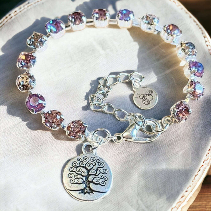 Pink Tree of Life Faceted Crystal Bracelet