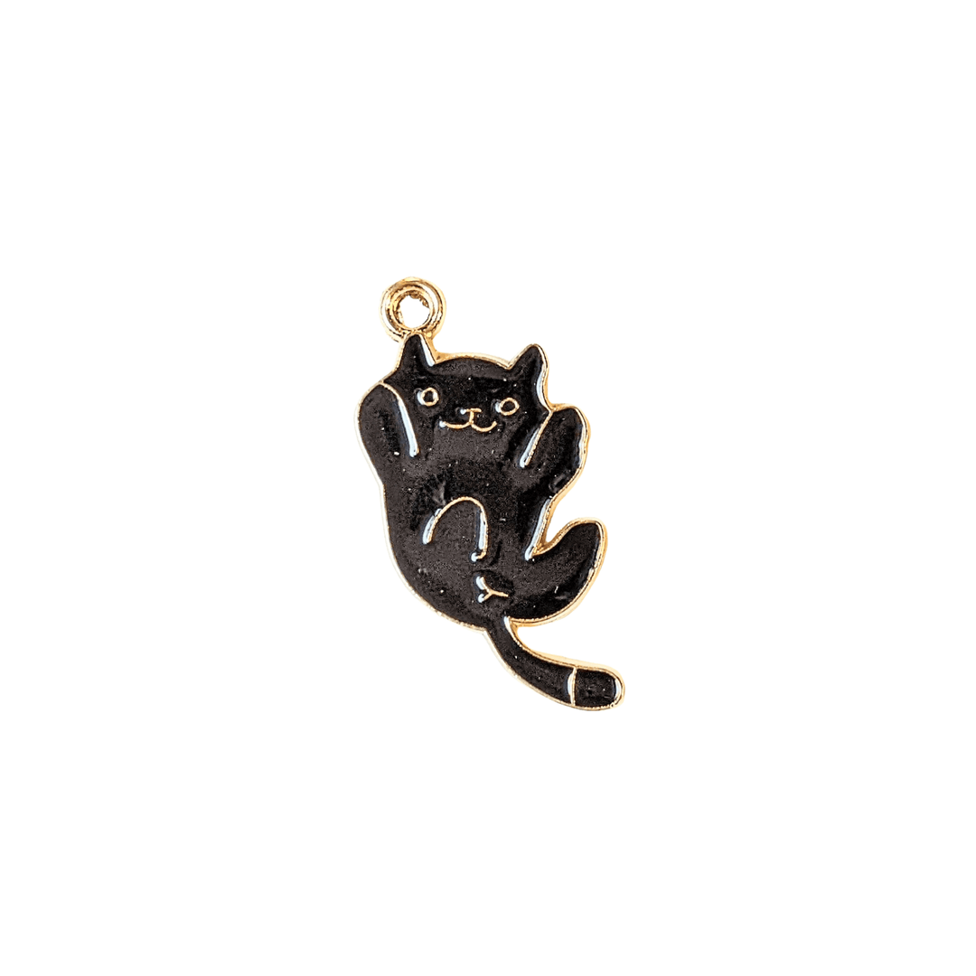 Playful Black Kitty Charm
