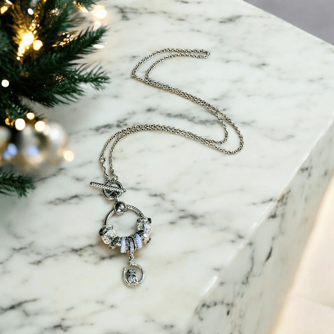 Pretty Owl II Sterling Silver Toggle Charm Necklace, 20 inches