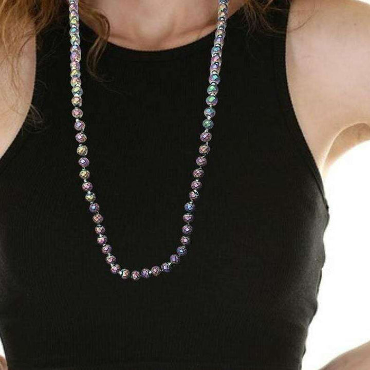 Pretty Peacock Crystal Knotted Necklace -36 inch