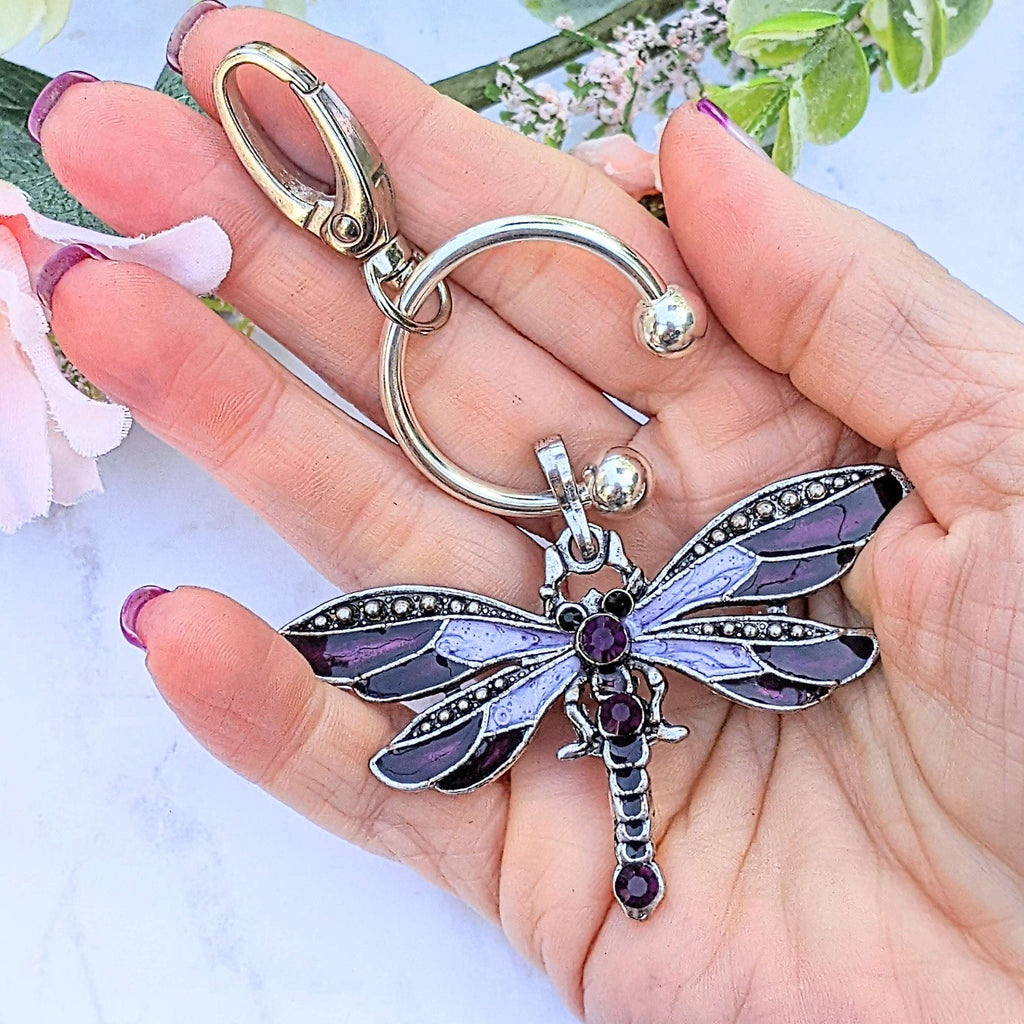 Purple Dragonfly Keychain/Purse Clip
