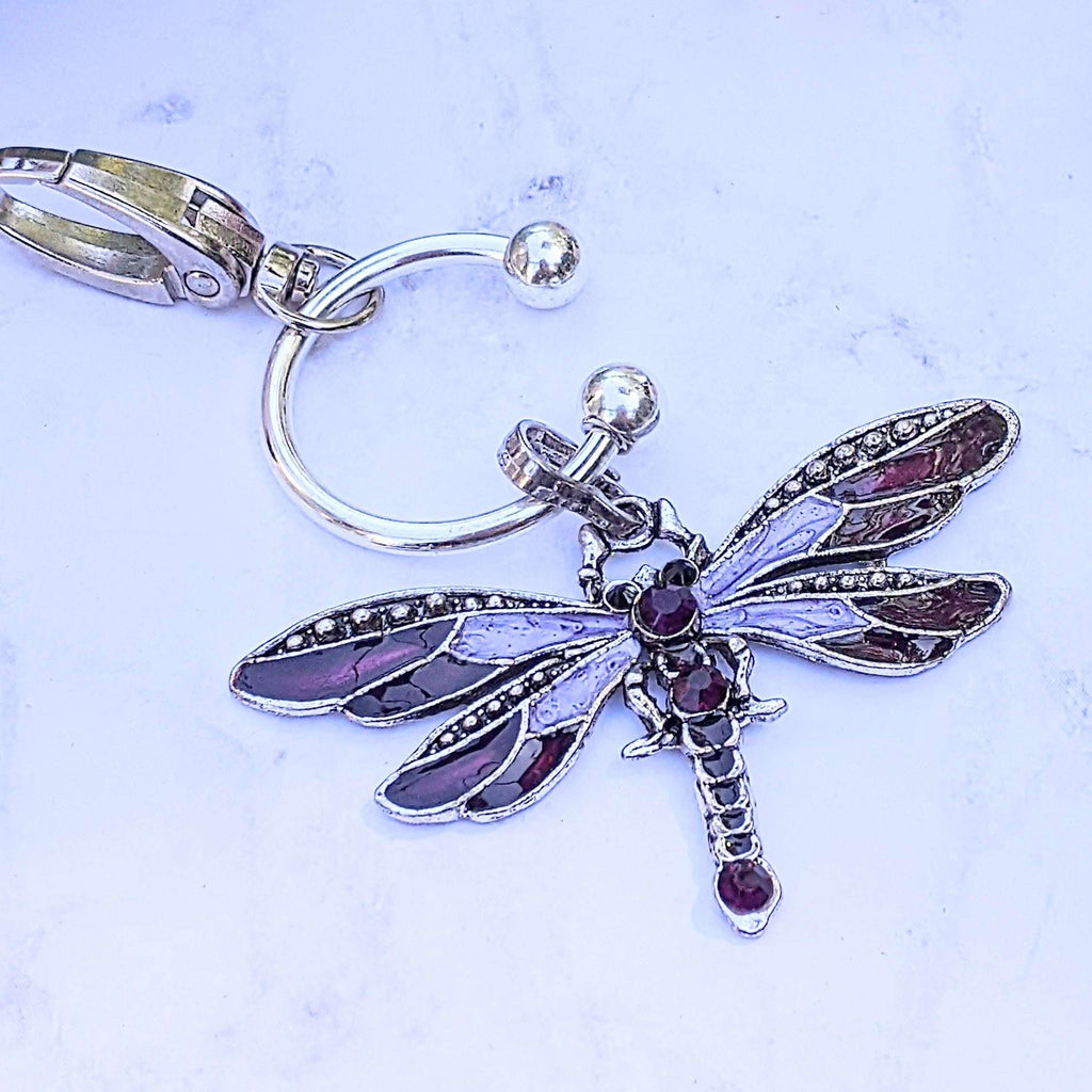 Purple Dragonfly Keychain/Purse Clip
