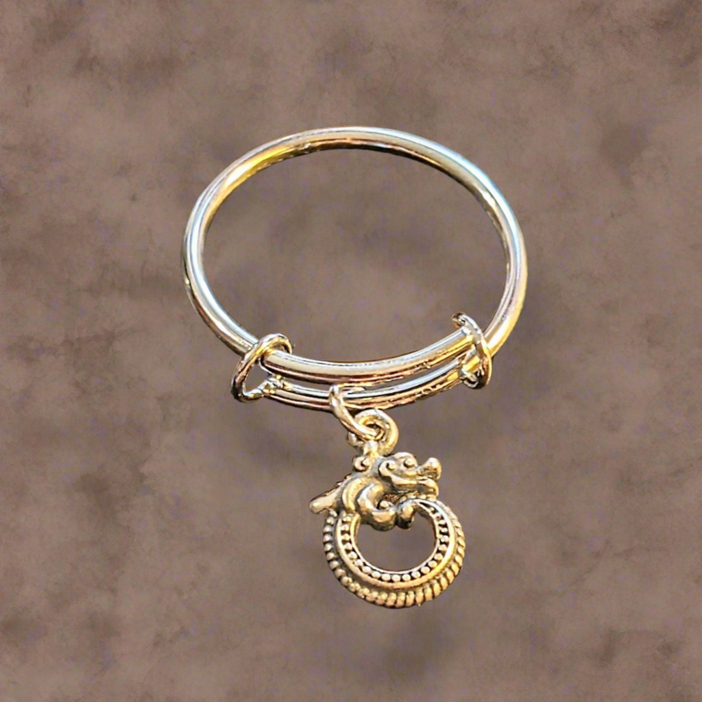 Sterling Silver Dragon Charm Ring