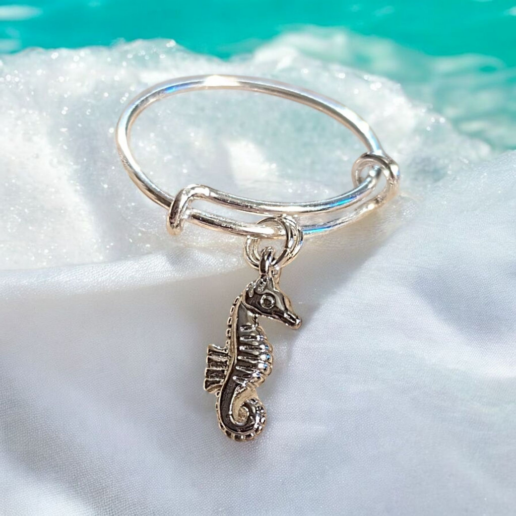 Seahorse Expandable Charm Ring - Silver