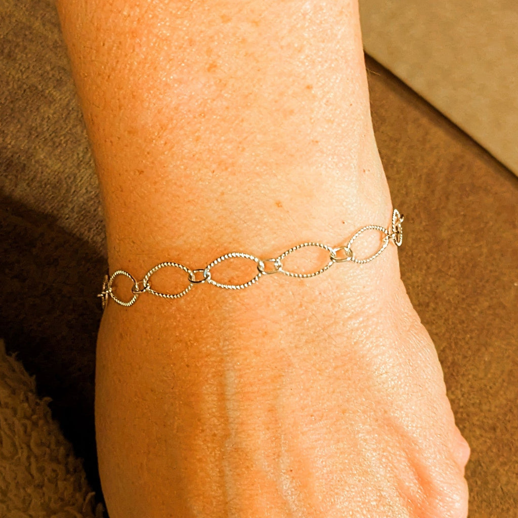 .925 Sterling Silver Textured Charm Bracelet Base - D.I.Y. - BUILD YOUR CHARM BRACELET!