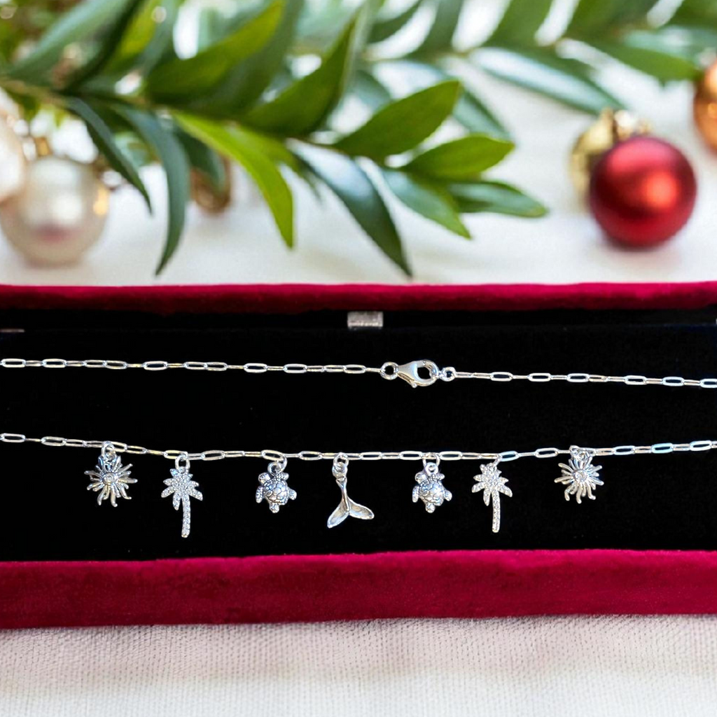 Tropic Vacation Multi Charm Link Necklace, .925 Sterling Silver - 20 inch