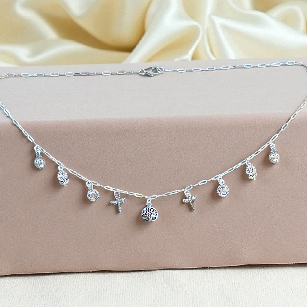 Nature Lover Multi Charm Link Necklace, .925 Sterling Silver - 20 inch