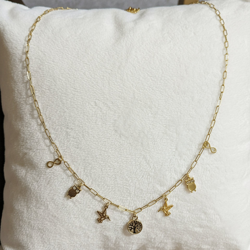 Nature Vibes Multi Charm Link Necklace, Gold- 20 inch