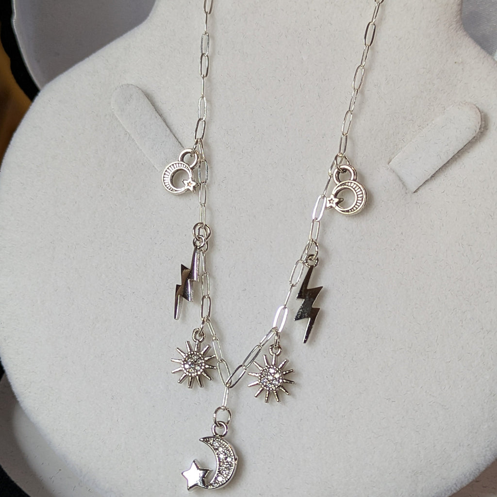 Celestial Multi Charm Link Necklace, .925 Sterling Silver - 20 inch