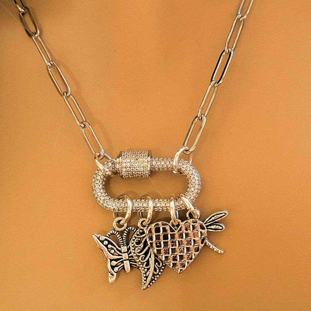 Nature & Love Carabiner Necklace, Silver - 20 inch