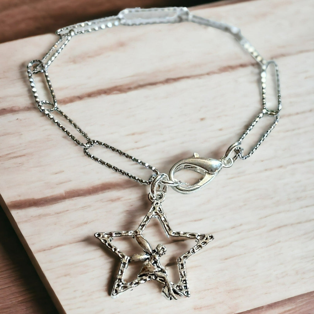 Silver Star Fairy Paperclip Chain Bracelet