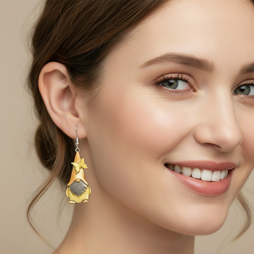 Boho Gnome hook earrings - Sterling Silver hooks