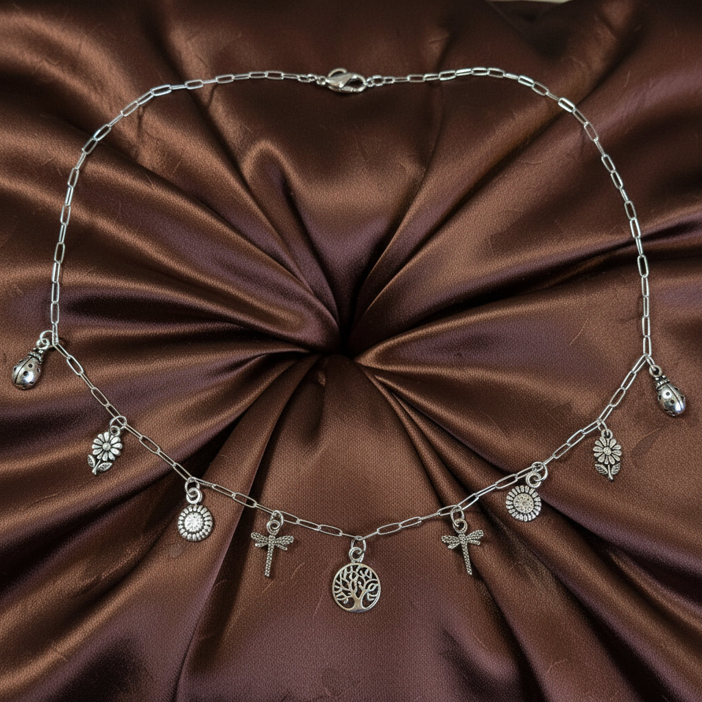 Nature Lover Multi Charm Link Necklace, .925 Sterling Silver - 20 inch