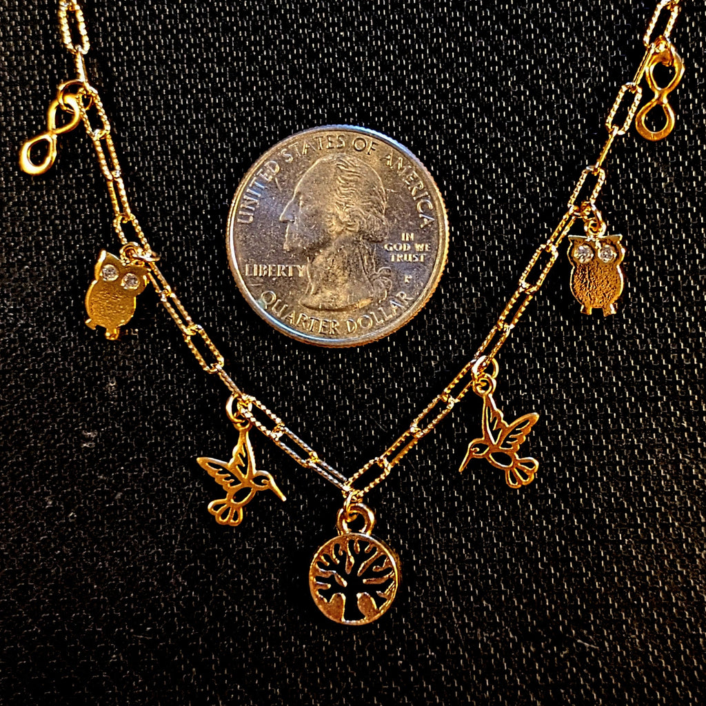 Nature Vibes Multi Charm Link Necklace, Gold- 20 inch