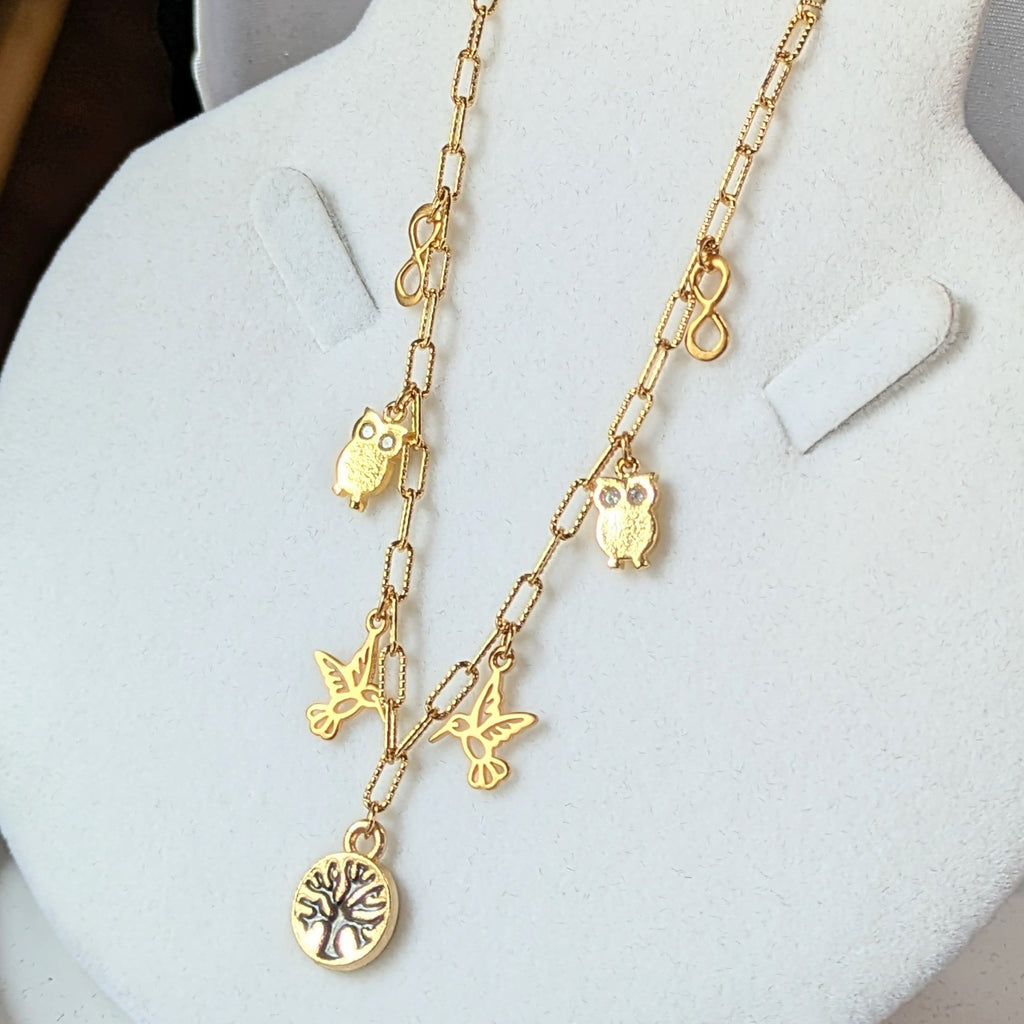 Nature Vibes Multi Charm Link Necklace, Gold- 20 inch