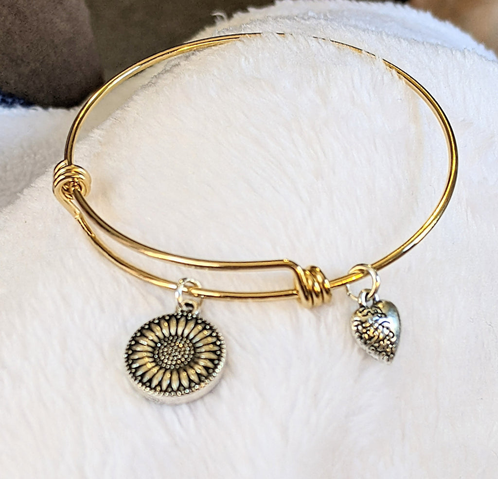 Two Tone Sunflower Charm bangle