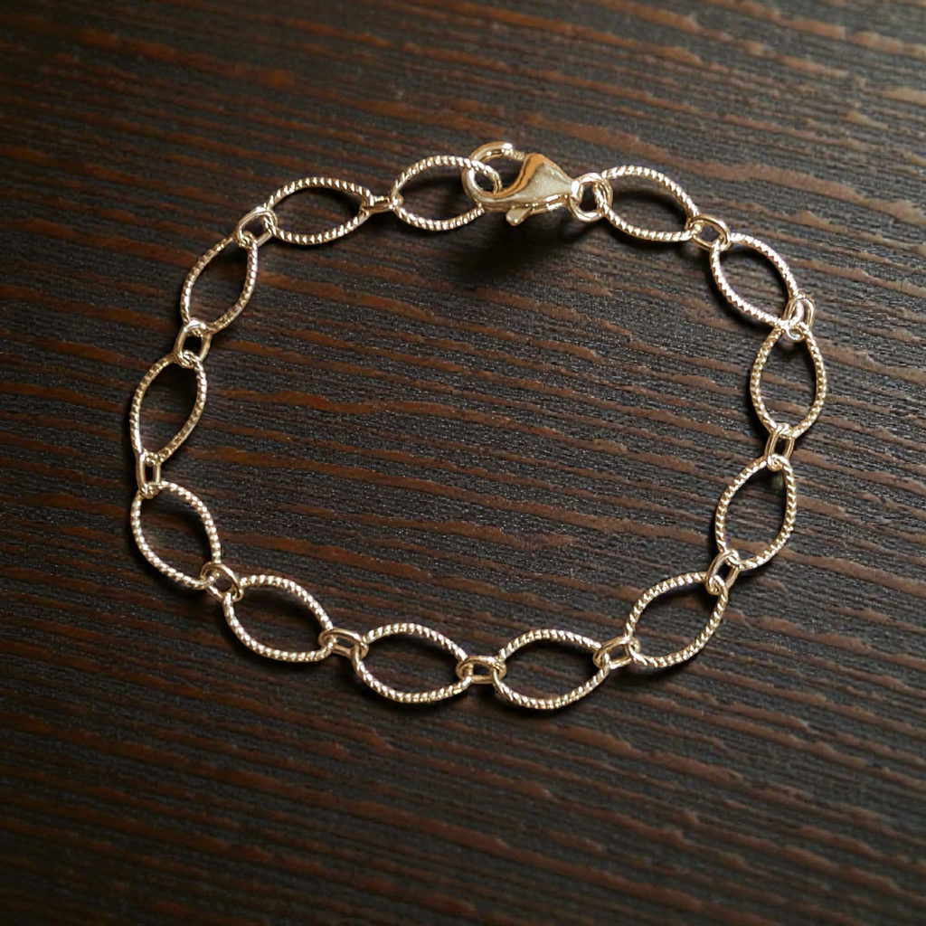 .925 Sterling Silver Textured Charm Bracelet Base - D.I.Y. - BUILD YOUR CHARM BRACELET!