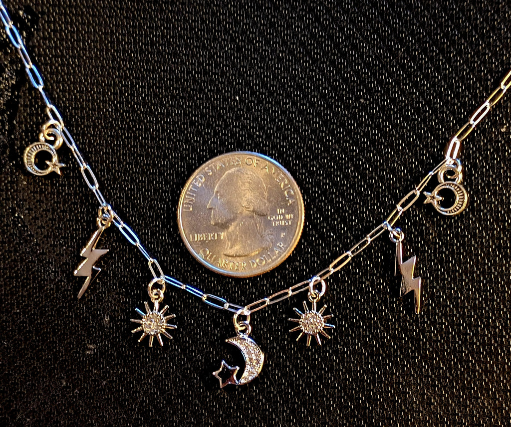 Celestial Multi Charm Link Necklace, .925 Sterling Silver - 20 inch