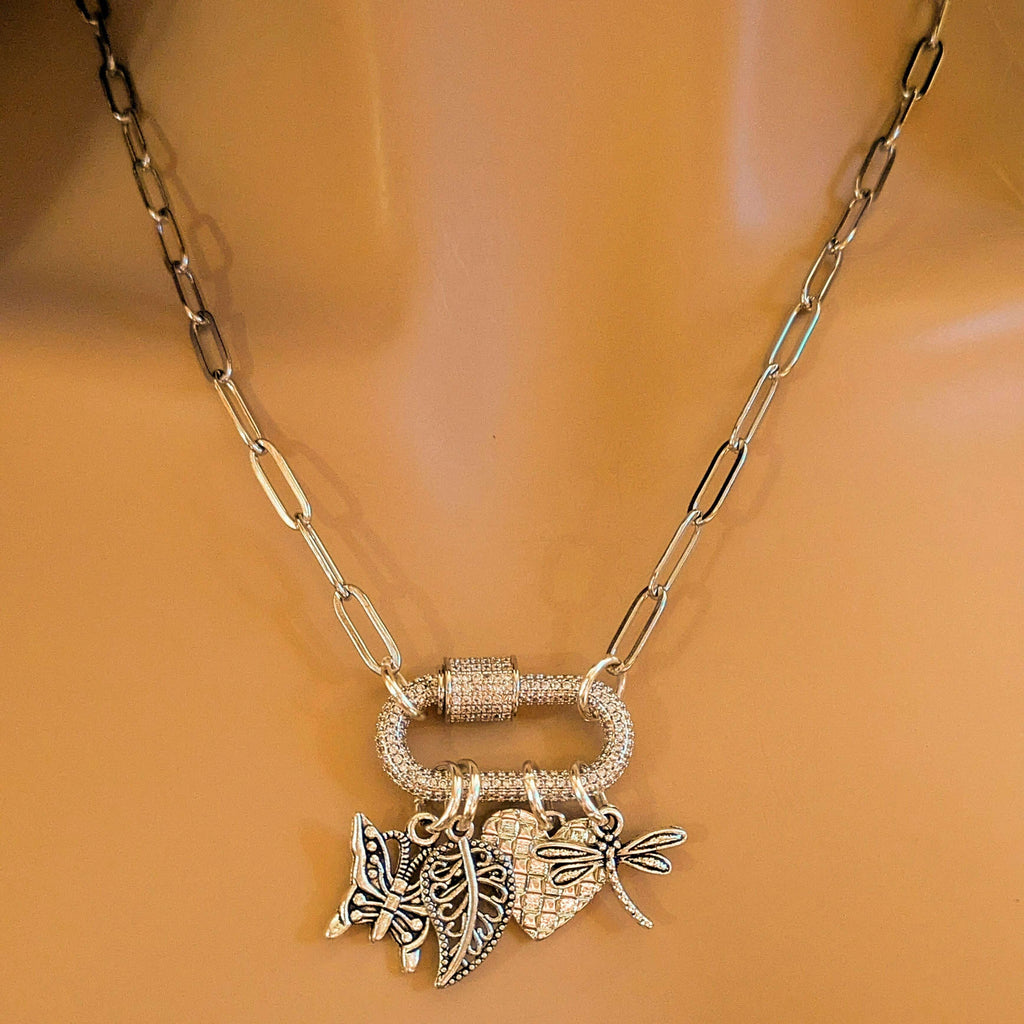 Nature & Love Carabiner Necklace, Silver - 20 inch