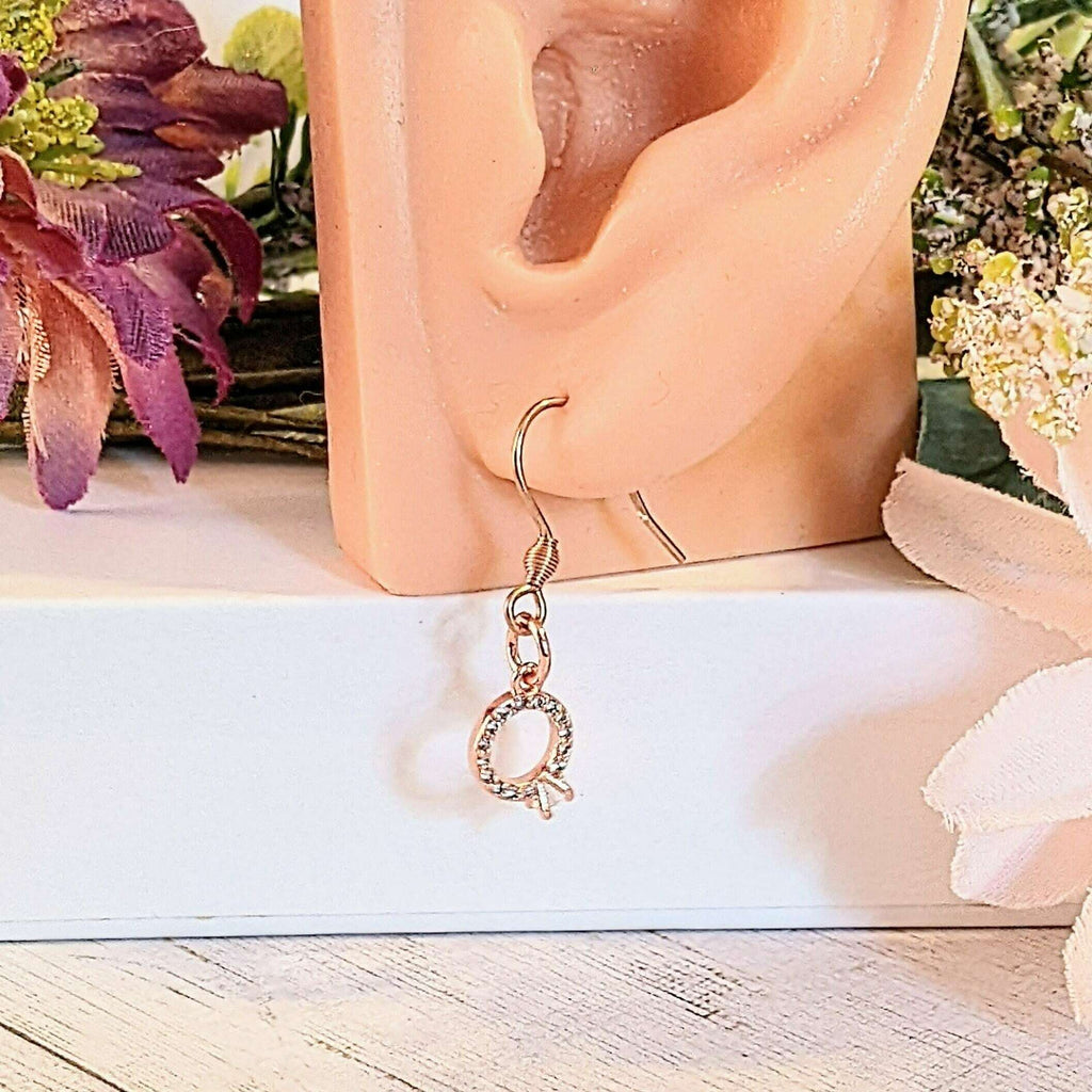 Rose Gold CZ Diamond Engagement Ring Earrings