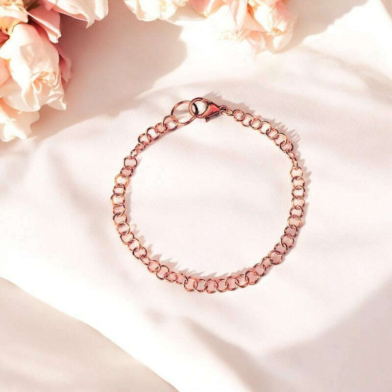 Rose Gold Small Rolo Charm Bracelet Base - D.I.Y. - BUILD YOUR CHARM BRACELET!