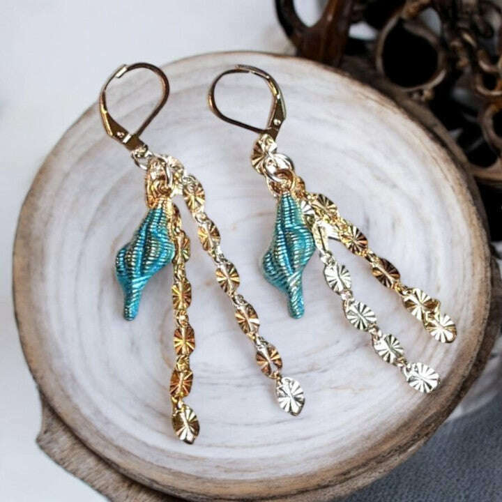 Scallop Beach Shell Necklace / Earring Set, Sterling Silver - 20 inch Earrings Only