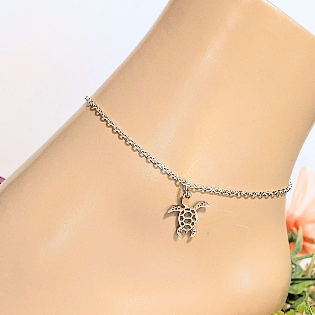 Sea Turtle Anklet - Silver