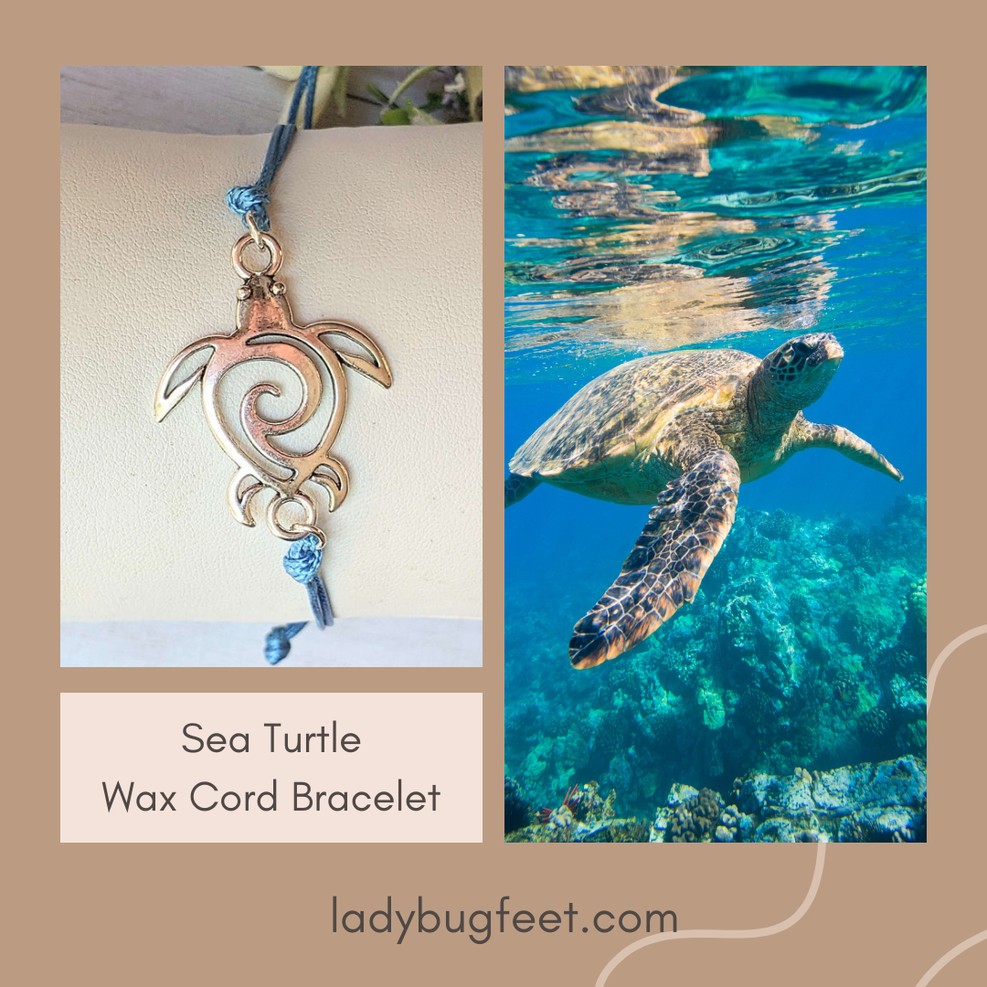 Sea Turtle Waxed Cord surfer Bracelet
