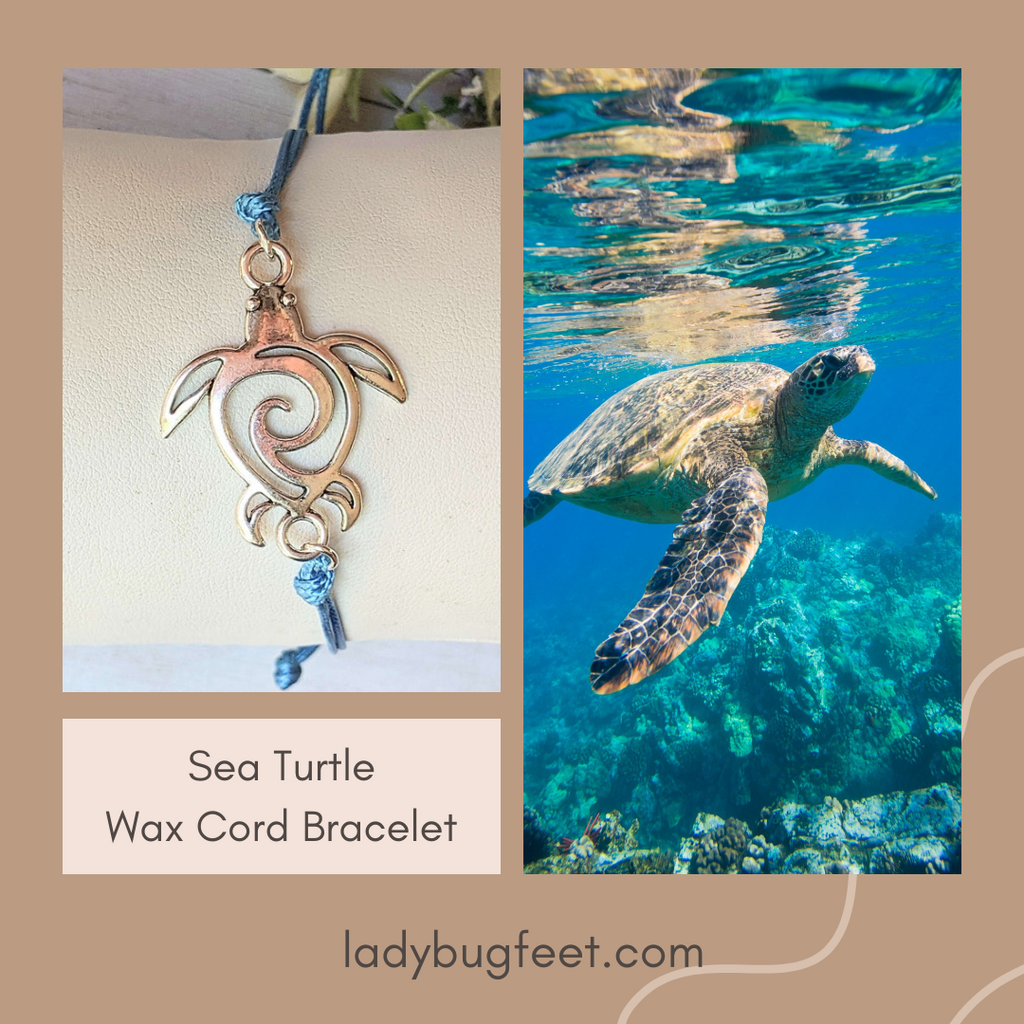 Sea Turtle Waxed Cord surfer Bracelet