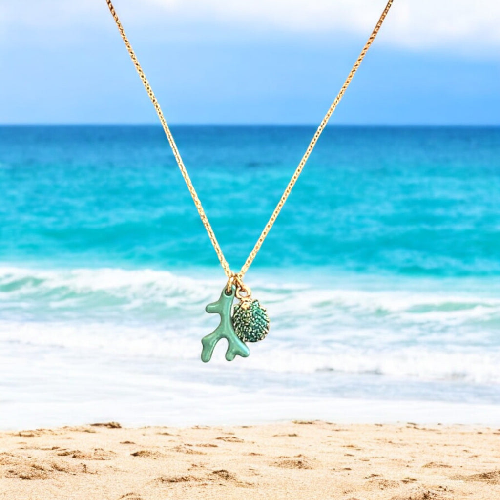 Aqua Blue Coral necklace, 18- 24 inch