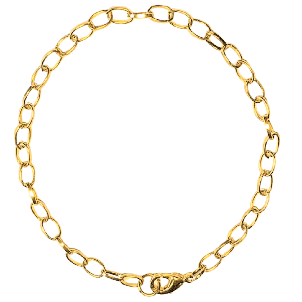 Shiny Gold-Tone Oval Link Charm Bracelet Base - D.I.Y. - BUILD YOUR CHARM BRACELET!