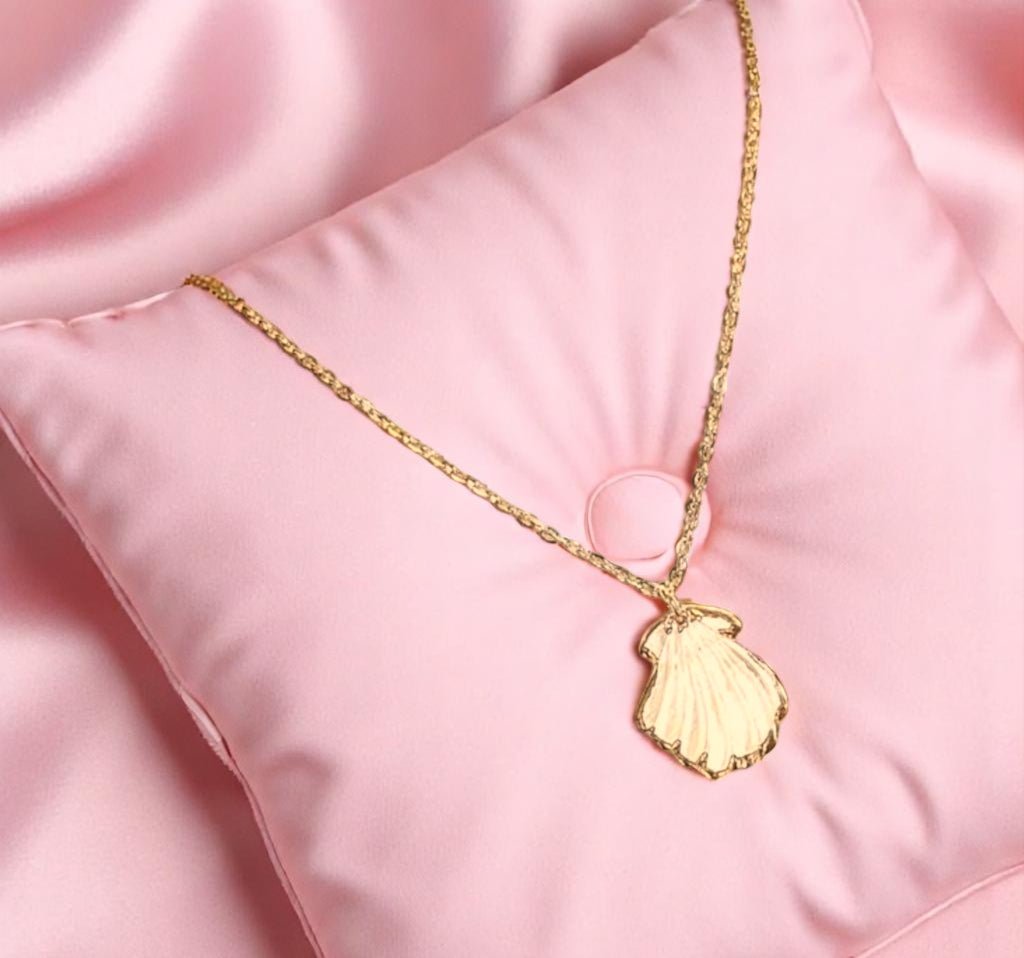 Natural Scallop Shell Necklace, Gold - 18- 24 inch