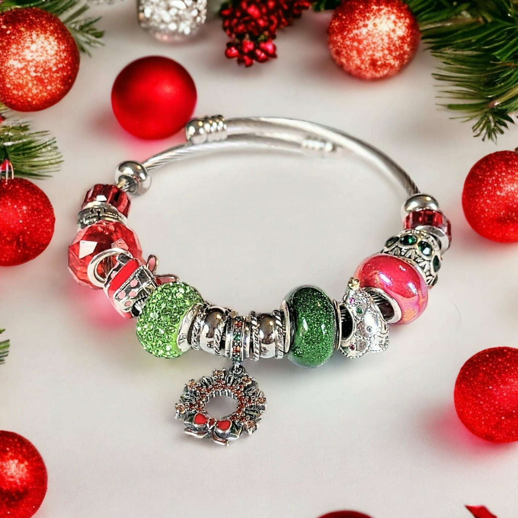 Silver Christmas Euro Cuff Wrap Bracelet