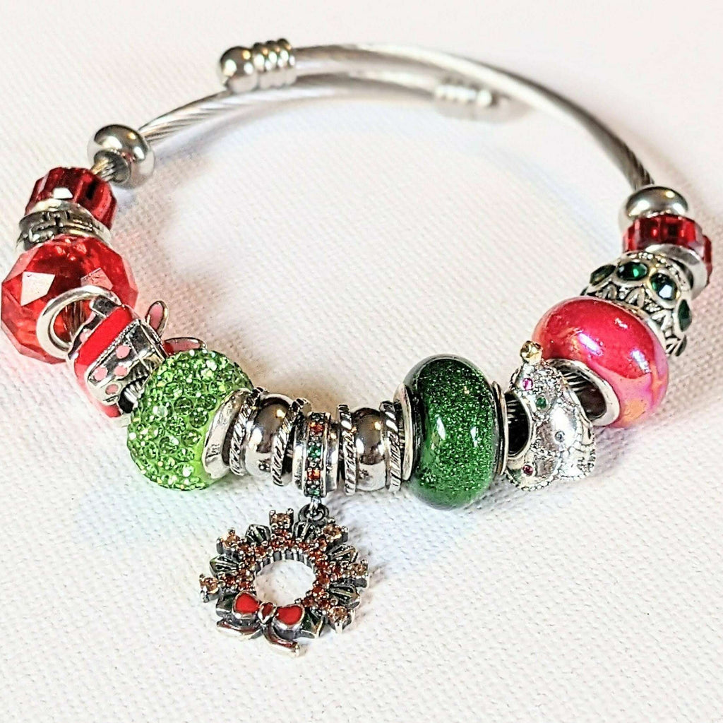 Silver Christmas Euro Cuff Wrap Bracelet