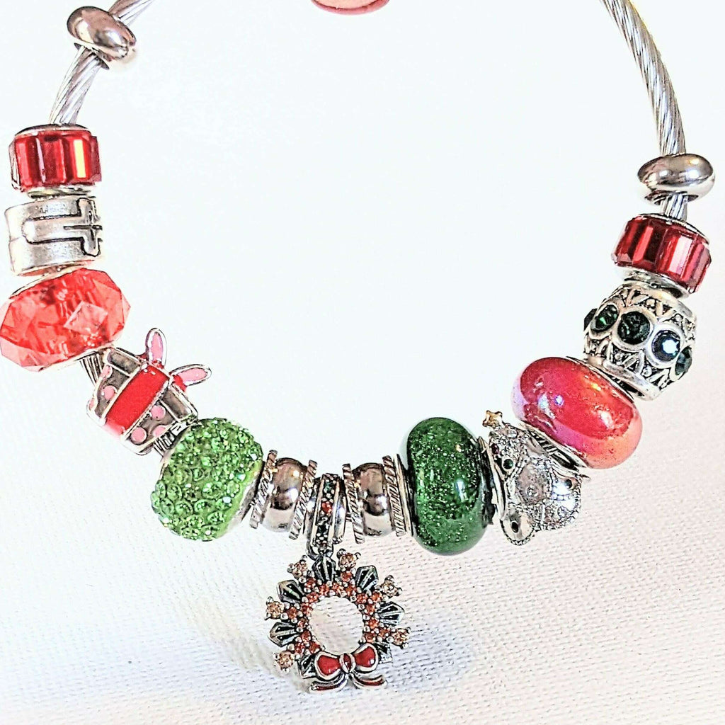 Silver Christmas Euro Cuff Wrap Bracelet