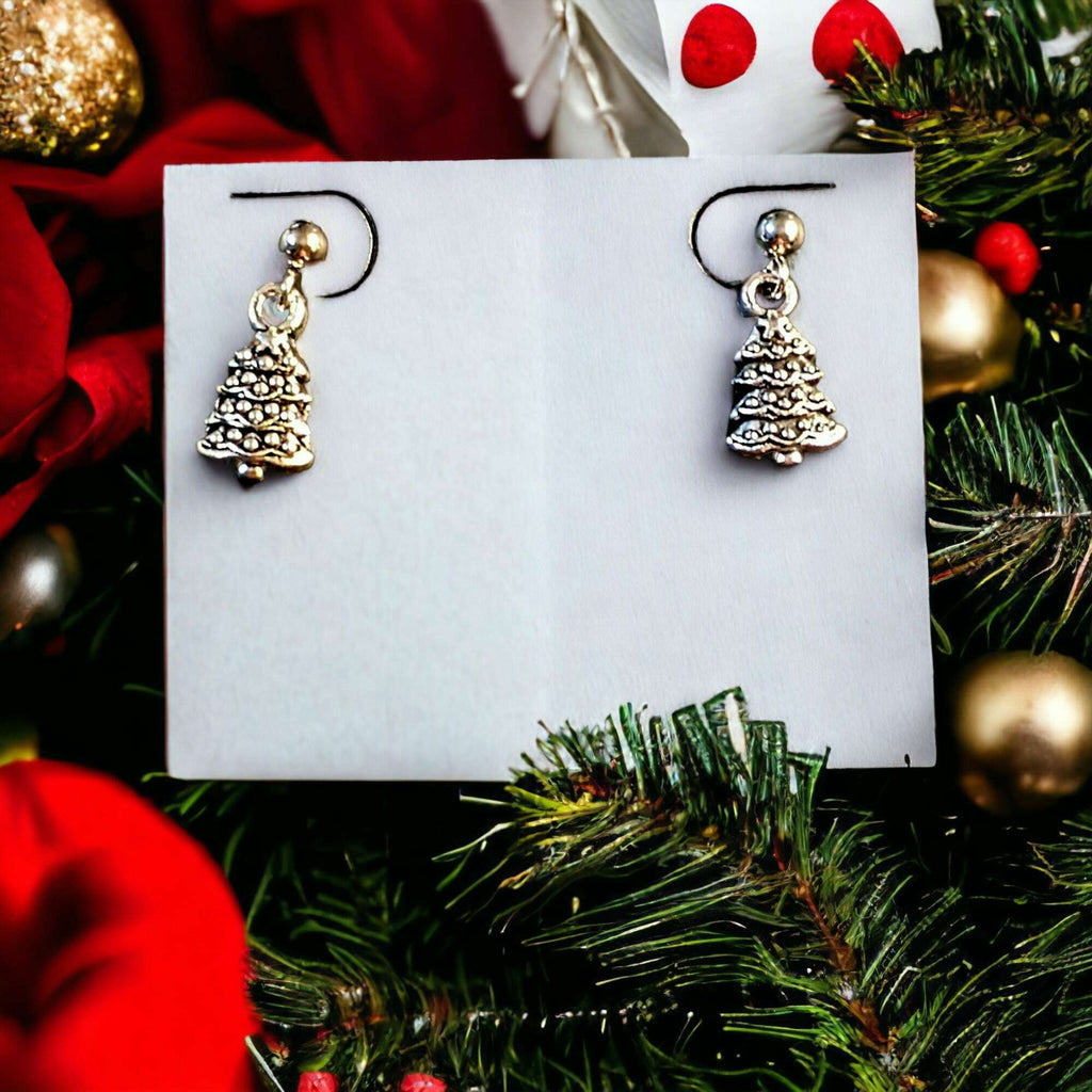 Silver Christmas Tree Post Earrings