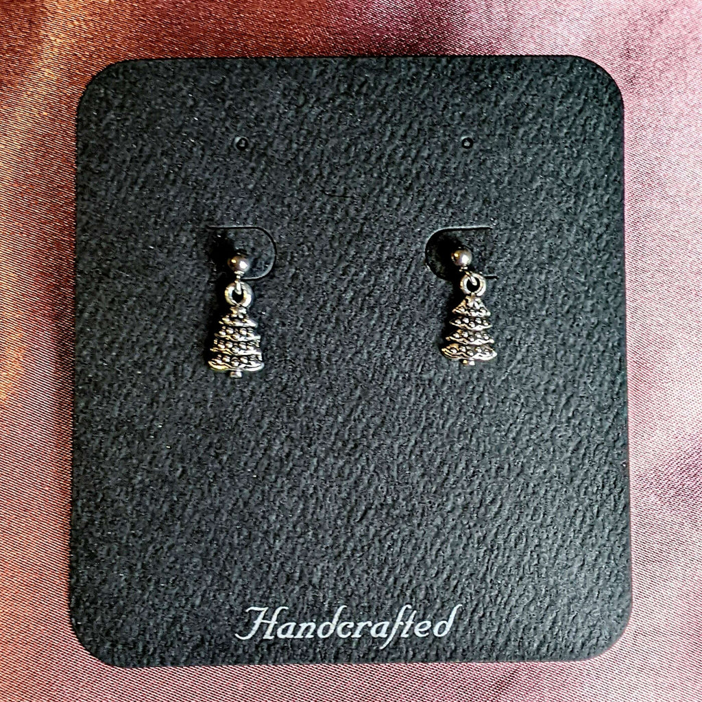 Silver Christmas Tree Post Earrings