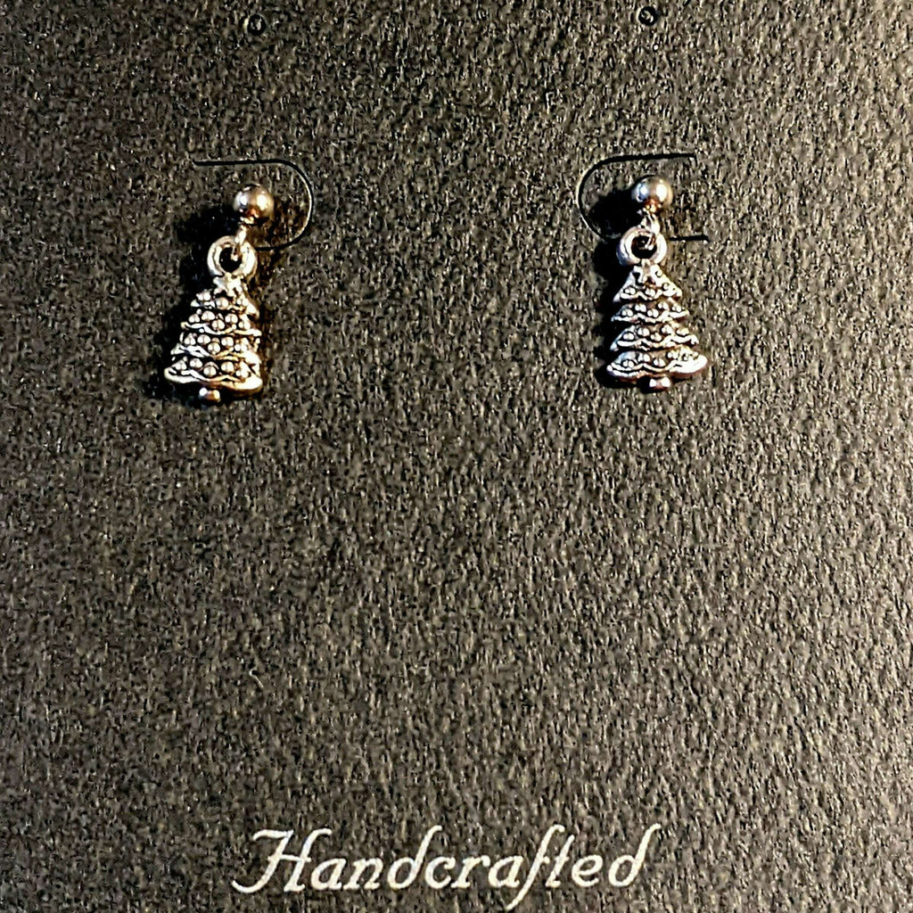 Silver Christmas Tree Post Earrings