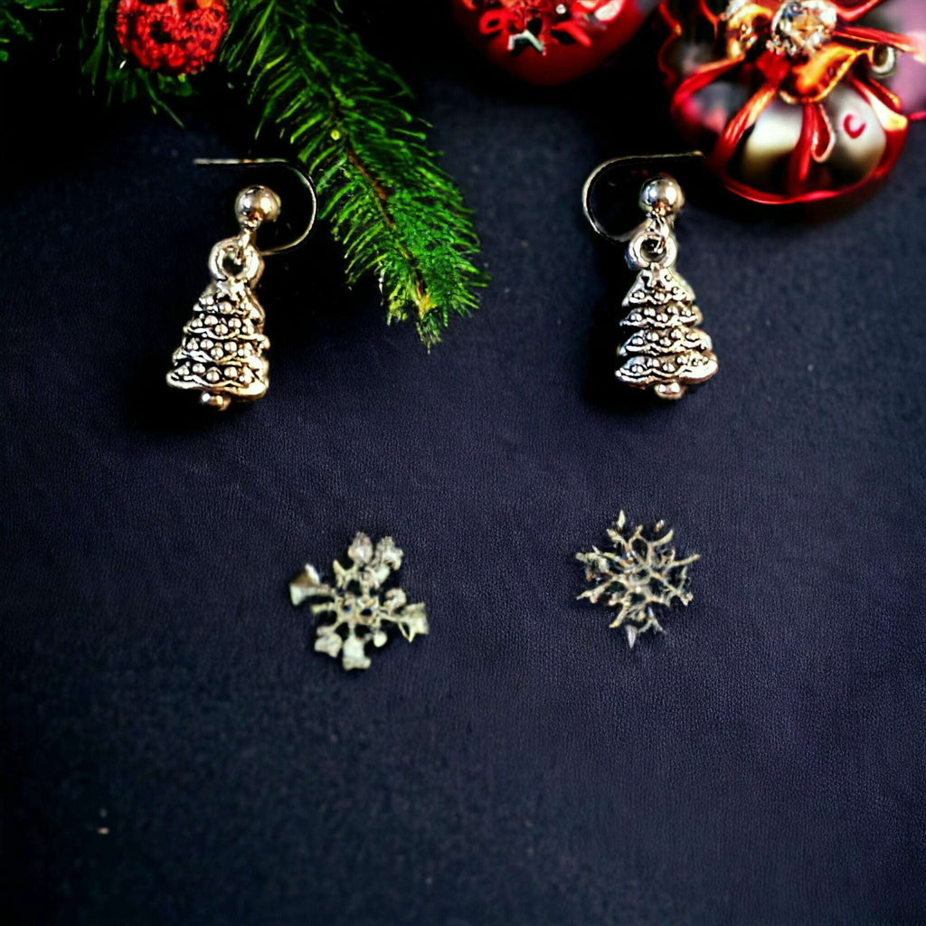 Silver Christmas Tree Post Earrings