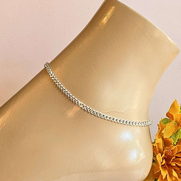 Silver Cuban Chain Anklet