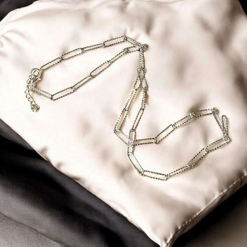 Silver Diamond Cut Paperclip Chain necklace, 18- 24 inch