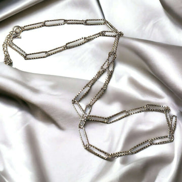Silver Diamond Cut Paperclip Chain necklace, 18- 24 inch