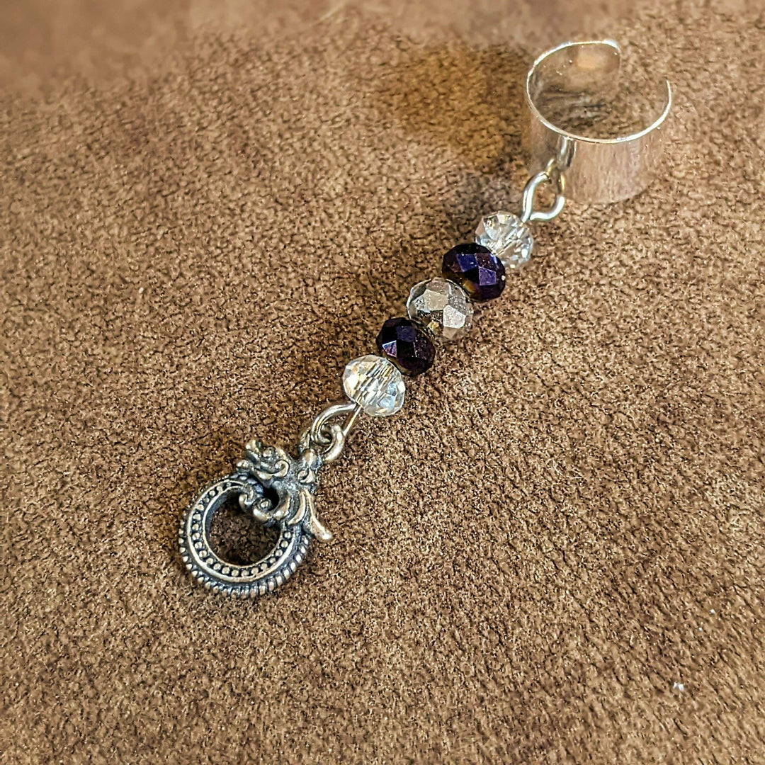 Silver Dragon Crystal Ear Cuff