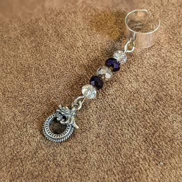 Silver Dragon Crystal Ear Cuff
