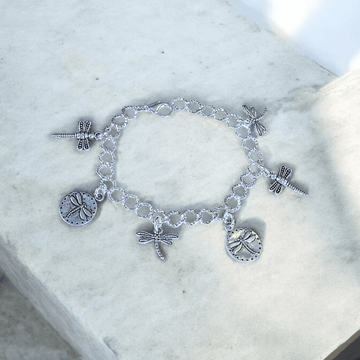 Silver Dragonfly Charm Bracelet